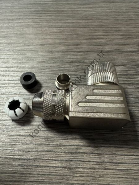 RENHOTEC M12 5 Pin Metal Kasa 90° Açılı Kablo Tipi Dişi Endüstriyel Konnektör