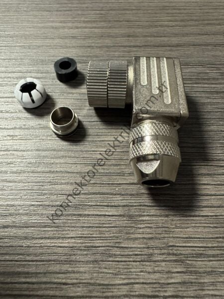 RENHOTEC M12 5 Pin Metal Kasa 90° Açılı Kablo Tipi Dişi Endüstriyel Konnektör