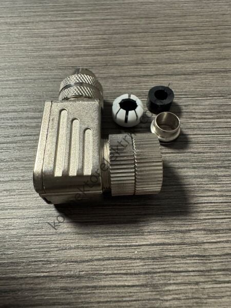 RENHOTEC M12 5 Pin Metal Kasa 90° Açılı Kablo Tipi Dişi Endüstriyel Konnektör