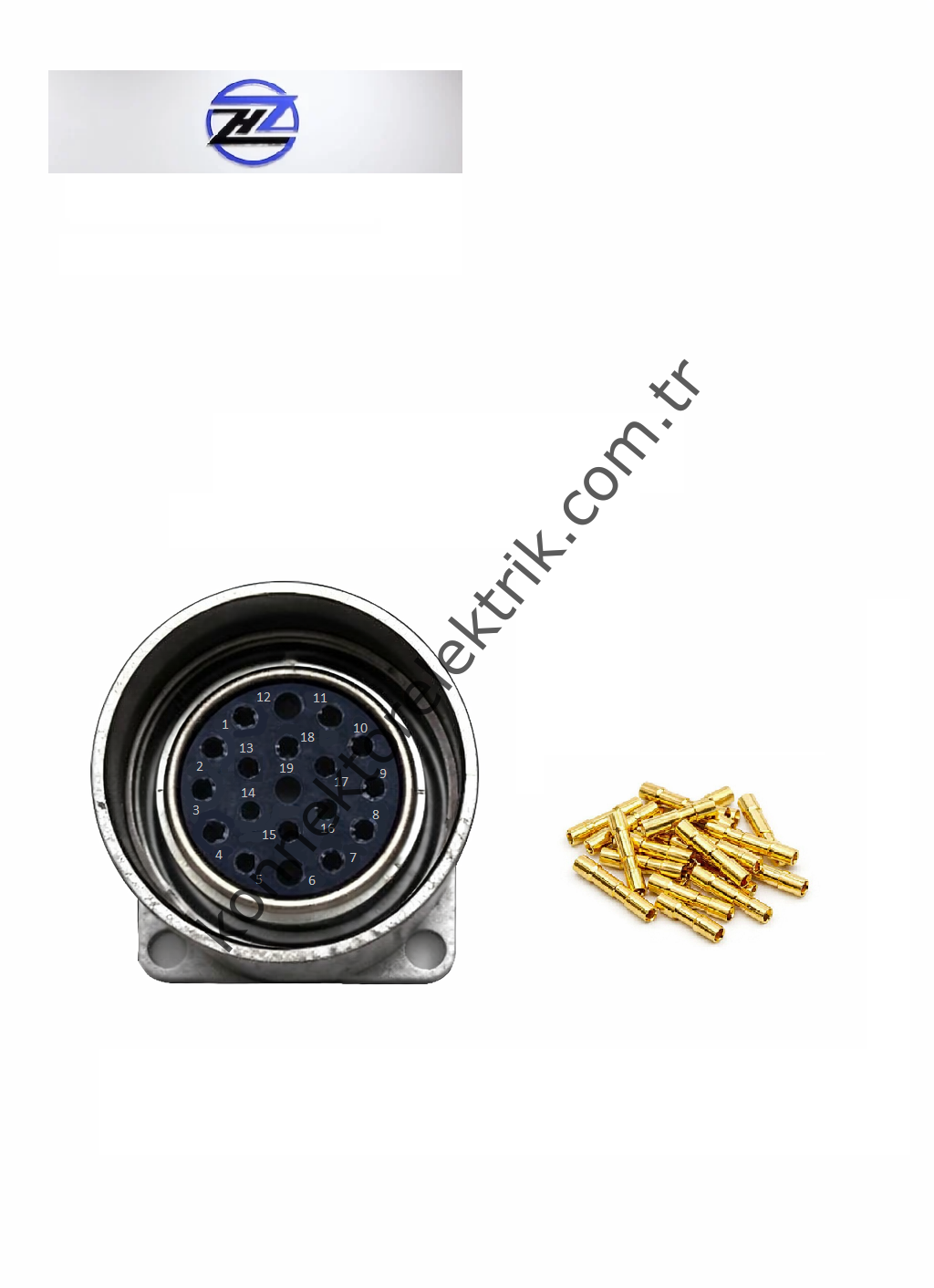 HZ CONNECTORS M23 19 Pin Metal Kasa Panel Tipi Bilezikli Dişi Endüstriyel Konnektör