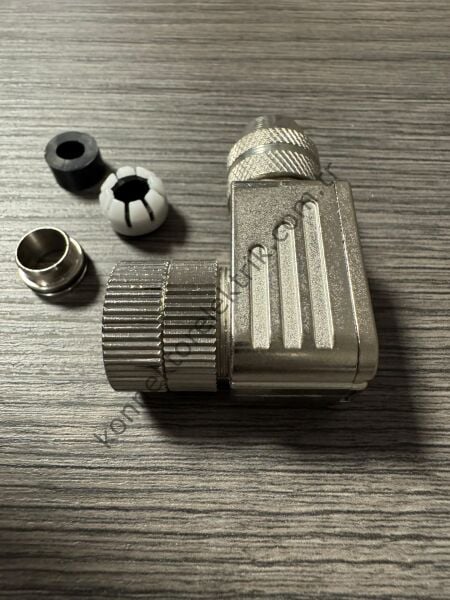 RENHOTEC M12 8 Pin Metal Kasa 90° Açılı Kablo Tipi Dişi Endüstriyel Konnektör