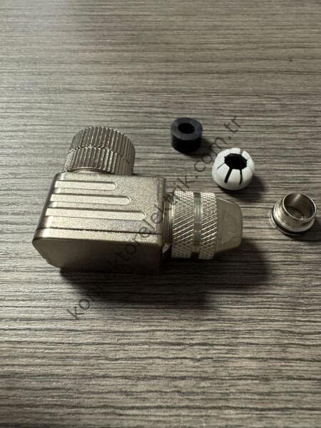 RENHOTEC M12 8 Pin Metal Kasa 90° Açılı Kablo Tipi Dişi Endüstriyel Konnektör