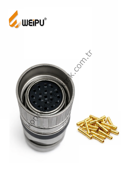 HZ CONNECTORS M23 19 Pin (16+3) Metal Kasa Kablo Tipi Dişi Endüstriyel Konnektör