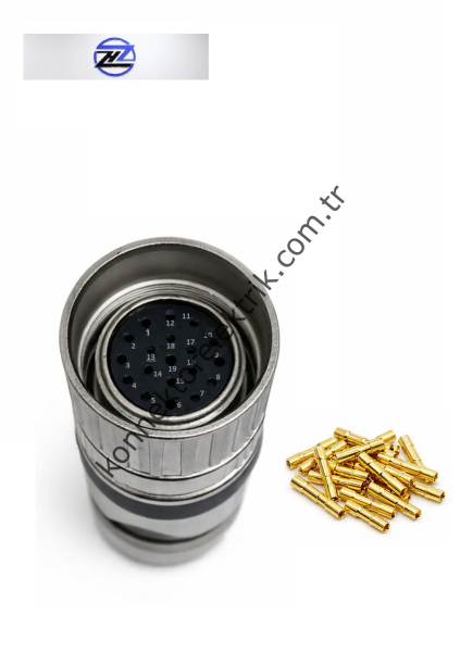 HZ CONNECTORS M23 19 Pin (16+3) Metal Kasa Kablo Tipi Dişi Endüstriyel Konnektör