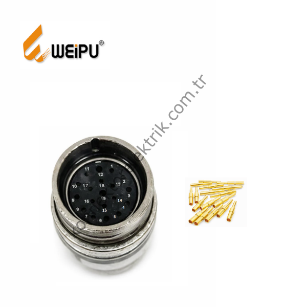 HZ CONNECTORS M23 19 Pin (16+3) Metal Kasa Karşıt Kablo Tipi Erkek Endüstriyel Konnektör