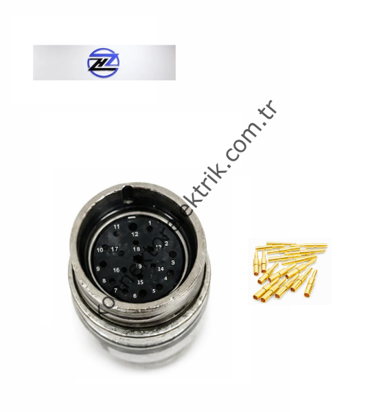 HZ CONNECTORS M23 19 Pin (16+3) Metal Kasa Karşıt Kablo Tipi Erkek Endüstriyel Konnektör