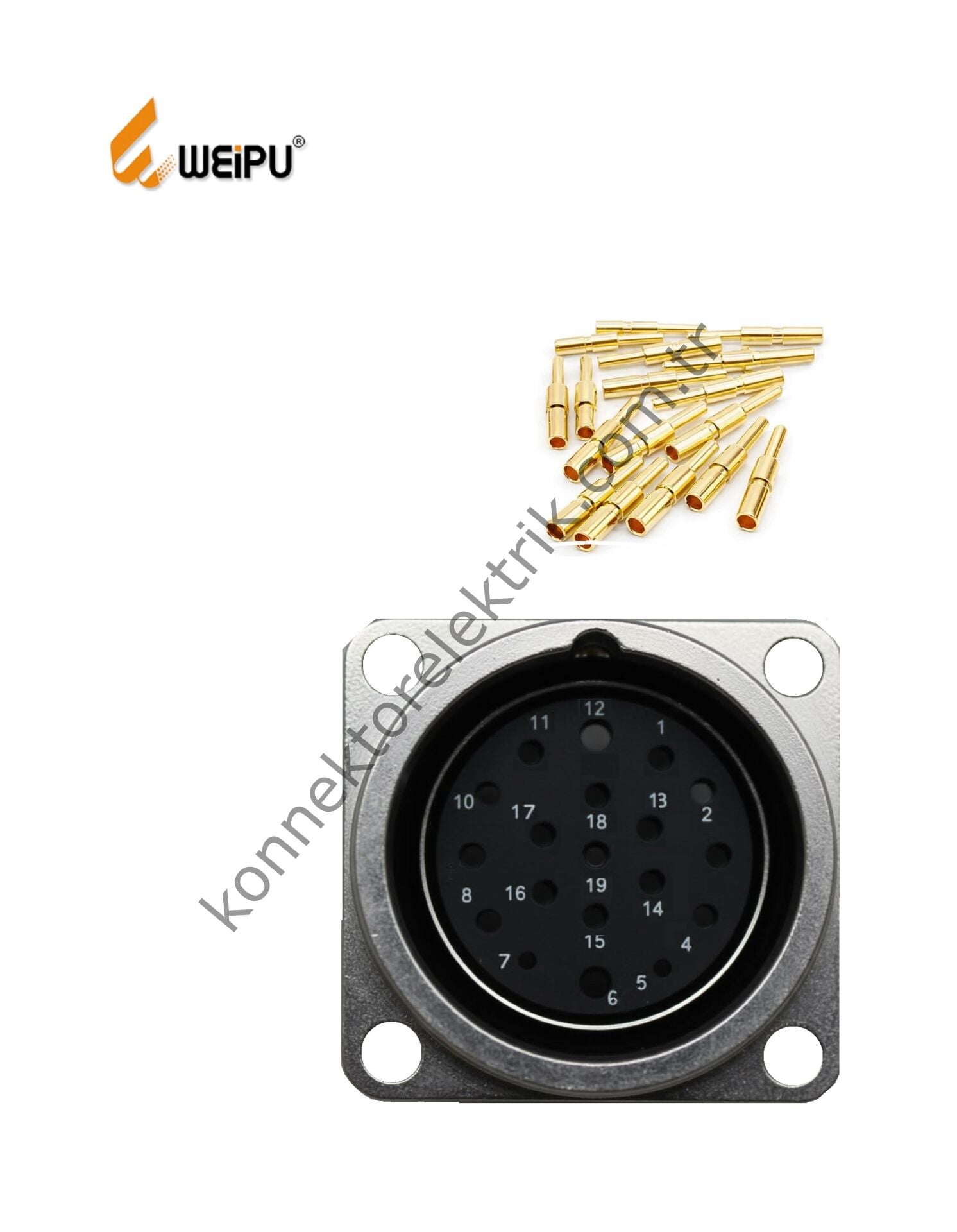 HZ CONNECTORS M23 19 Pin (16+3) Metal Kasa Panel Tipi Erkek Endüstriyel Konnektör