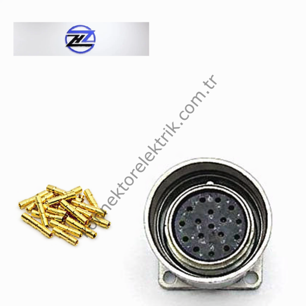 HZ CONNECTORS M23 17 Pin Metal Kasa Panel Tipi Bilezikli Dişi Endüstriyel Konnektör