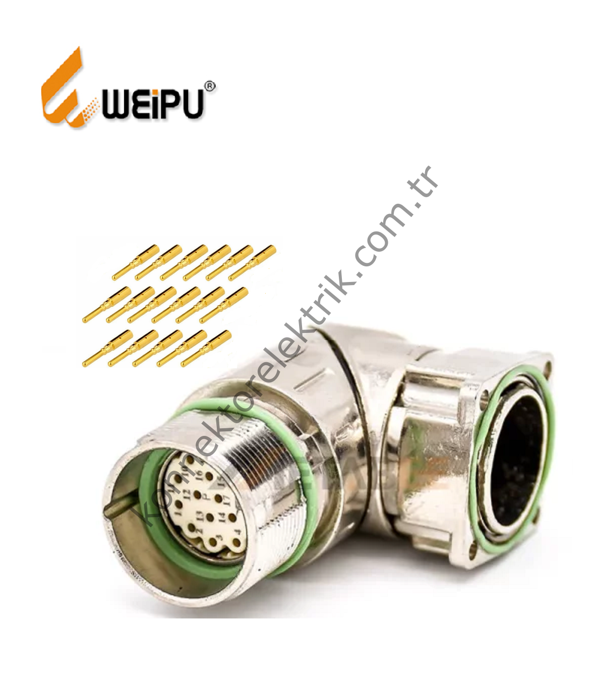 HZ CONNECTORS M23 17 Pin Metal Kasa 90° Açılı Panel Tipi Erkek Endüstriyel Konnektör