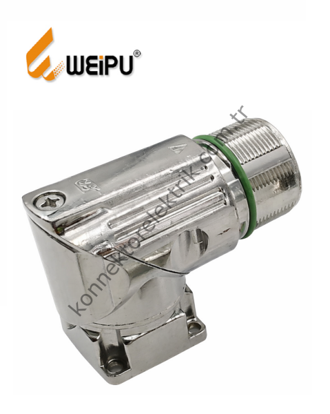 HZ CONNECTORS M23 17 Pin Metal Kasa 90° Açılı Panel Tipi Erkek Endüstriyel Konnektör