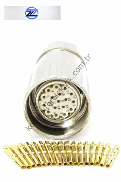 HZ CONNECTORS M23 17 Pin Metal Kasa Kablo Tipi Dişi Endüstriyel Konnektör