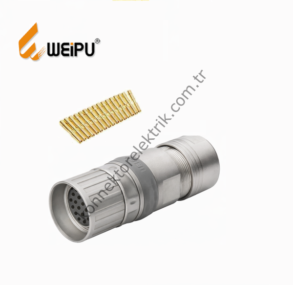 HZ CONNECTORS M23 17 Pin Metal Kasa Kablo Tipi Dişi Endüstriyel Konnektör