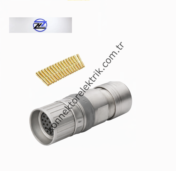 HZ CONNECTORS M23 17 Pin Metal Kasa Kablo Tipi Dişi Endüstriyel Konnektör