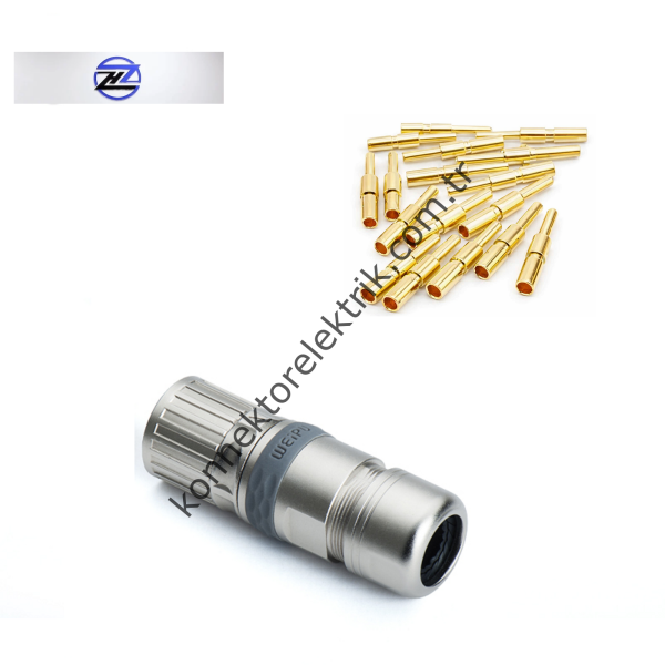 HZ CONNECTORS M23 17 Pin Metal Kasa Karşıt Kablo Tipi Erkek Endüstriyel Konnektör