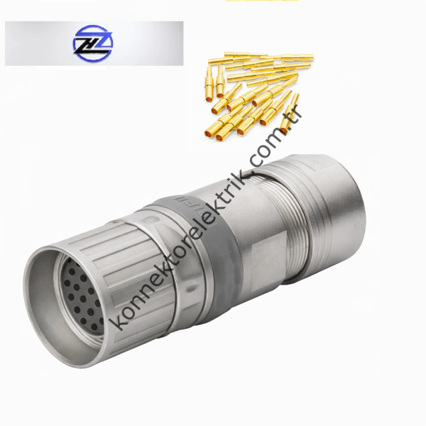 HZ CONNECTORS M23 17 Pin Metal Kasa Karşıt Kablo Tipi Erkek Endüstriyel Konnektör