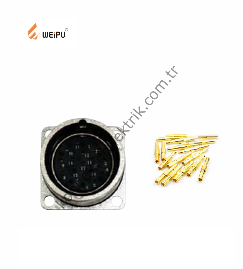 HZ CONNECTORS M23 17 Pin Metal Kasa Panel Tipi Erkek Endüstriyel Konnektör