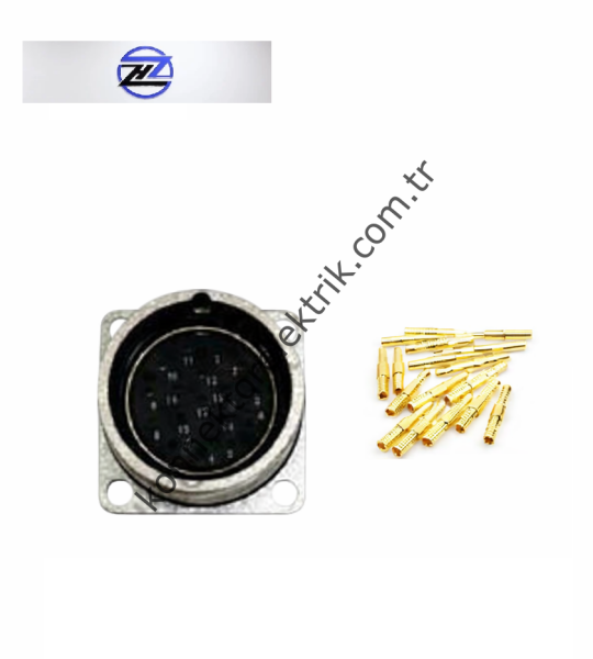 HZ CONNECTORS M23 17 Pin Metal Kasa Panel Tipi Erkek Endüstriyel Konnektör