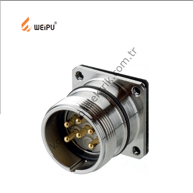 HZ CONNECTORS M23 6 Pin Metal Kasa Uzun Gövde Panel Tipi Erkek Endüstriyel Konnektör