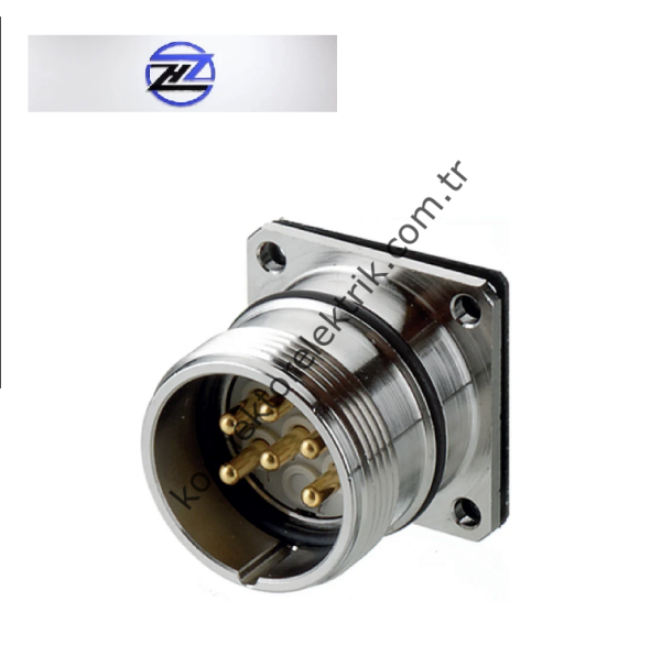 HZ CONNECTORS M23 6 Pin Metal Kasa Uzun Gövde Panel Tipi Erkek Endüstriyel Konnektör