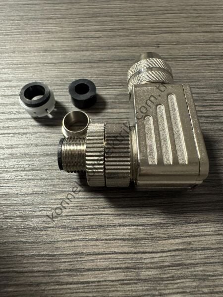 RENHOTEC M12 5 Pin Metal Kasa 90° Açılı Kablo Tipi Erkek Endüstriyel Konnektör