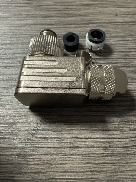 RENHOTEC M12 5 Pin Metal Kasa 90° Açılı Kablo Tipi Erkek Endüstriyel Konnektör