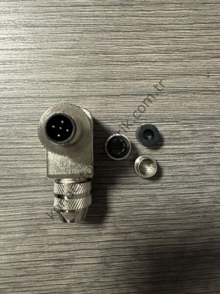 RENHOTEC M12 5 Pin Metal Kasa 90° Açılı Kablo Tipi Erkek Endüstriyel Konnektör