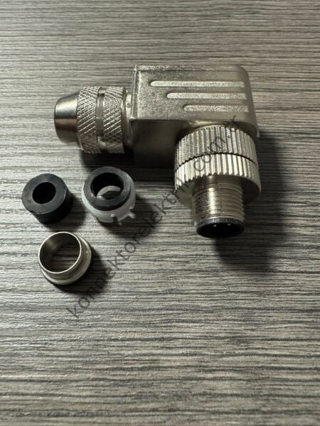 RENHOTEC M12 5 Pin Metal Kasa 90° Açılı Kablo Tipi Erkek Endüstriyel Konnektör