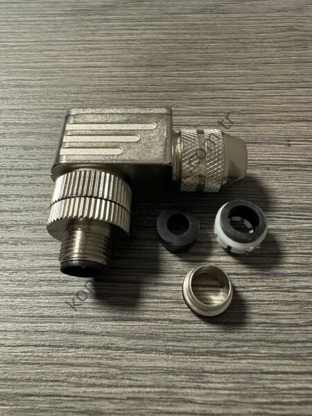 RENHOTEC M12 5 Pin Metal Kasa 90° Açılı Kablo Tipi Erkek Endüstriyel Konnektör