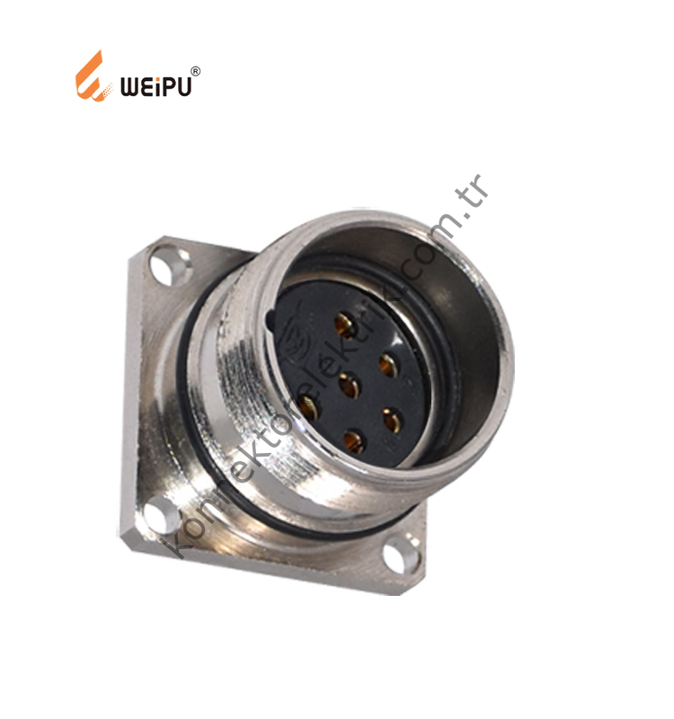 HZ CONNECTORS M23 6 Pin Metal Kasa Uzun Gövde Panel Tipi Dişi Endüstriyel Konnektör