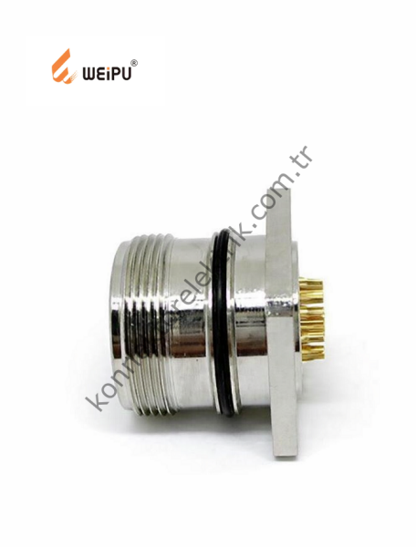 HZ CONNECTORS M23 6 Pin Metal Kasa Uzun Gövde Panel Tipi Dişi Endüstriyel Konnektör