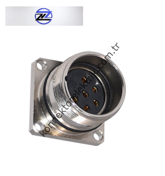 HZ CONNECTORS M23 6 Pin Metal Kasa Uzun Gövde Panel Tipi Dişi Endüstriyel Konnektör