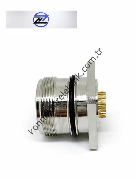 HZ CONNECTORS M23 6 Pin Metal Kasa Uzun Gövde Panel Tipi Dişi Endüstriyel Konnektör