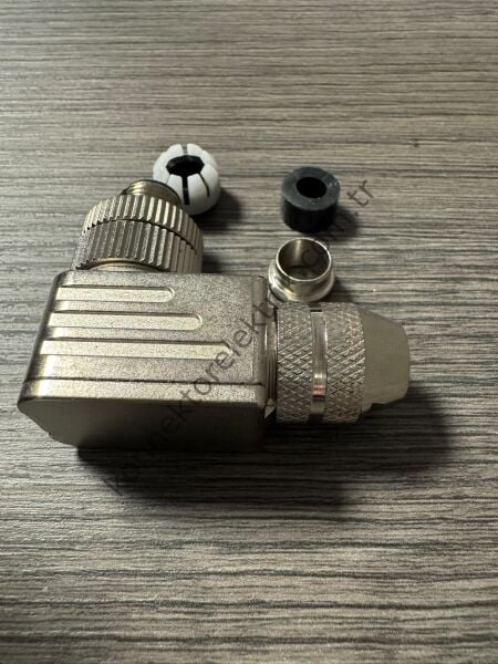 RENHOTEC M12 8 Pin Metal Kasa 90° Açılı Kablo Tipi Erkek Endüstriyel Konnektör
