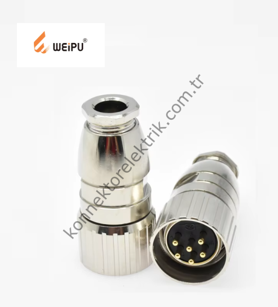 HZ CONNECTORS M23 6 Pin Metal Kasa Uzun Gövde Kablo Tipi Erkek Endüstriyel Konnektör