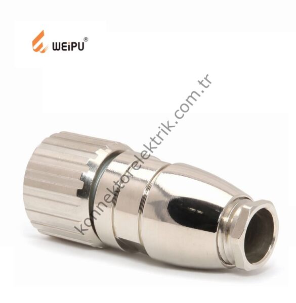 HZ CONNECTORS M23 6 Pin Metal Kasa Uzun Gövde Kablo Tipi Dişi Endüstriyel Konnektör