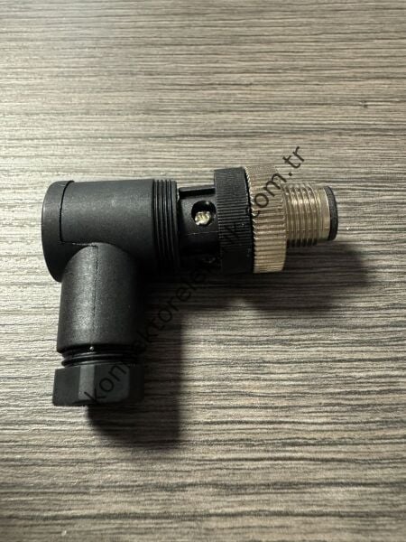 RENHOTEC M12 8 Pin Plastik Kasa  90° Açılı Kablo Tipi Erkek Endüstriyel Konnektör