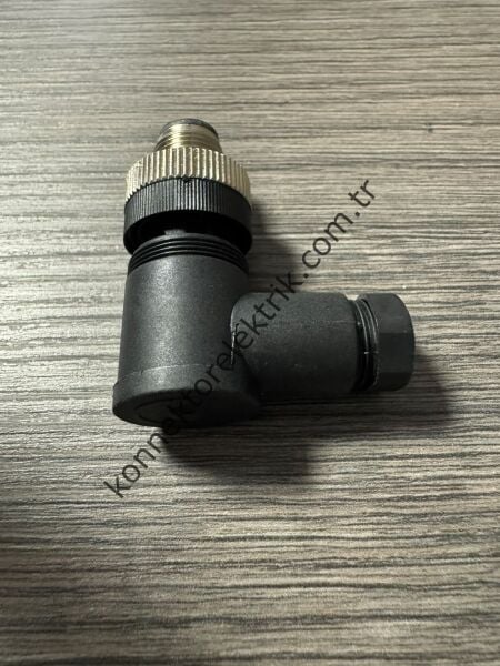 RENHOTEC M12 8 Pin Plastik Kasa  90° Açılı Kablo Tipi Erkek Endüstriyel Konnektör