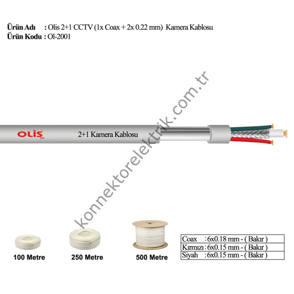 OL-2001 2+1 CCTV Kamera Görüntü Kablosu