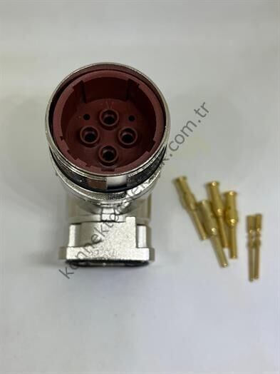 M40 6(4+2) Pin 90° Açılı Panel Tipi Erkek Konnektör