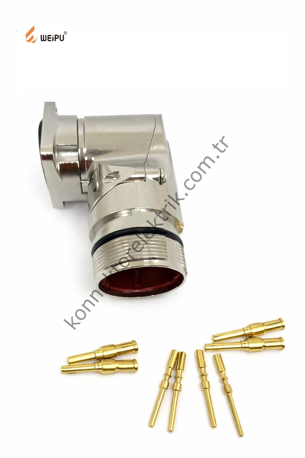 HZ CONNECTORS M40 8 Pin (4+4) Metal Kasa 90° Açılı Panel Tipi Erkek Endüstriyel Konnektör