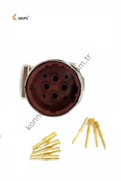 HZ CONNECTORS M40 8 Pin (4+4) Metal Kasa 90° Açılı Panel Tipi Erkek Endüstriyel Konnektör