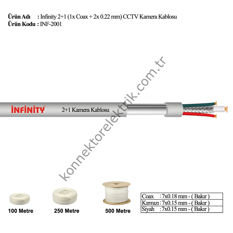 INF-2001 2+1 CCTV Kamera Görüntü Kablosu