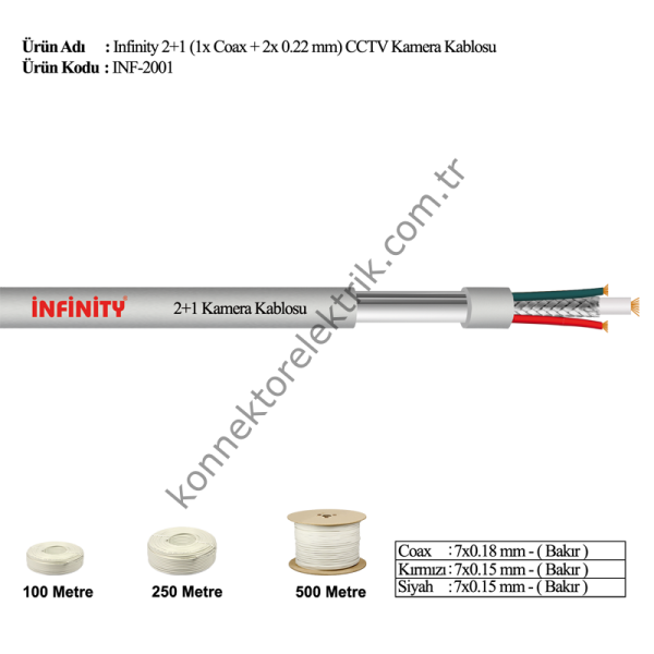 INF-2001 2+1 CCTV Kamera Görüntü Kablosu
