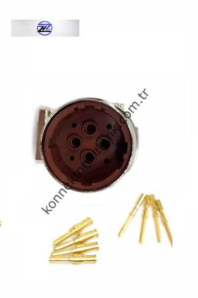 HZ CONNECTORS M40 8 Pin (4+4) Metal Kasa 90° Açılı Panel Tipi Erkek Endüstriyel Konnektör