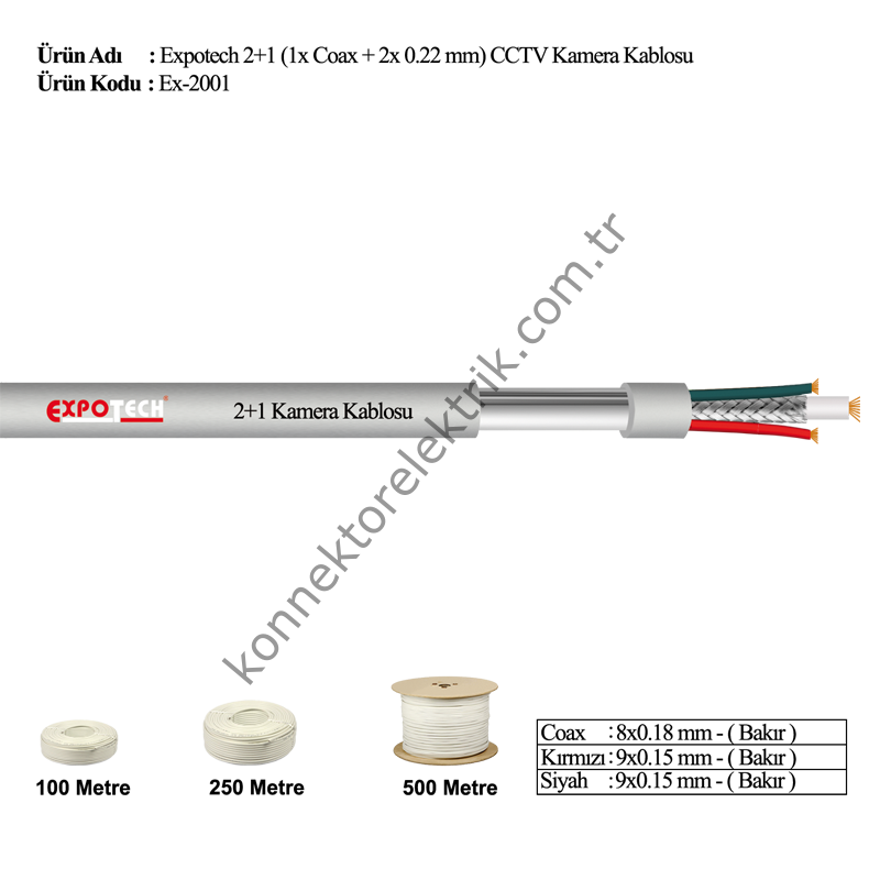 EXPOTECH EX-2001 2+1 CCTV Kamera Görüntü Kablosu