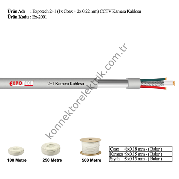 EXPOTECH EX-2001 2+1 CCTV Kamera Görüntü Kablosu