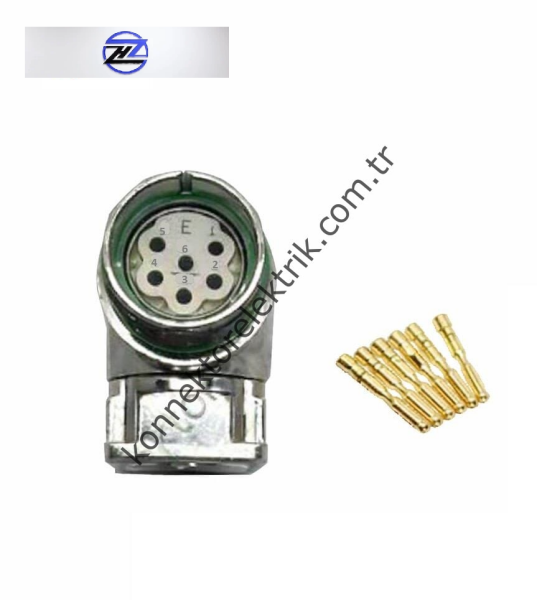 HZ CONNECTORS M23 6 Pin Metal Kasa 90° Açılı Panel Tipi Dişi Endüstriyel Konnektör