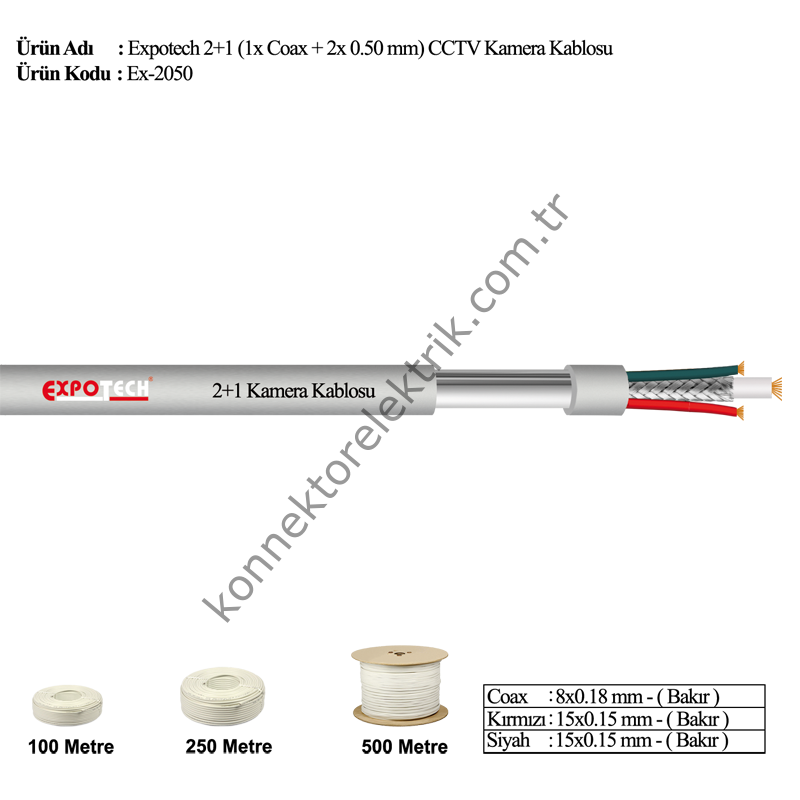 EX-2050 2x0,50 CCTV Kamera Görüntü Kablosu