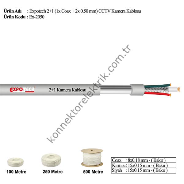 EX-2050 2x0,50 CCTV Kamera Görüntü Kablosu
