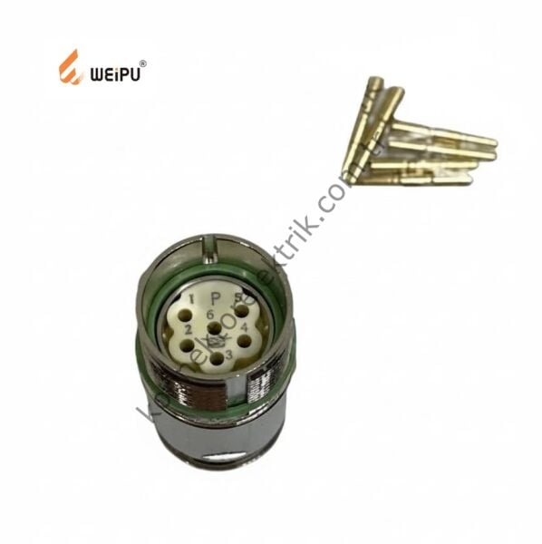 HZ CONNECTORS M23 6 Pin Metal Kasa Karşıt Kablo Tipi Erkek Endüstriyel Konnektör